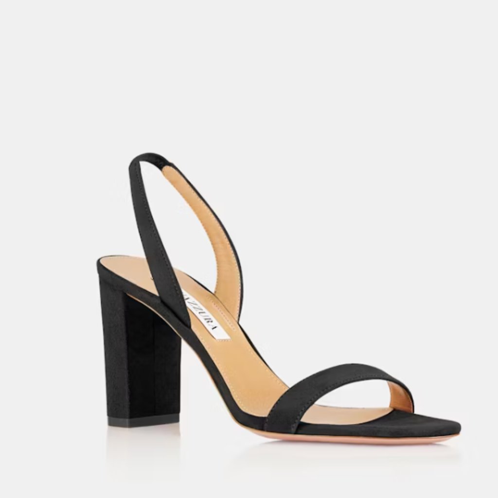 Nwob Aquazzura So Nude Block Sandal 85 Black Suede 39